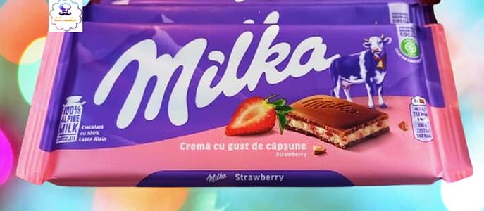 تابلت شکلاتی بامغز توت فرنگی میلکا milka