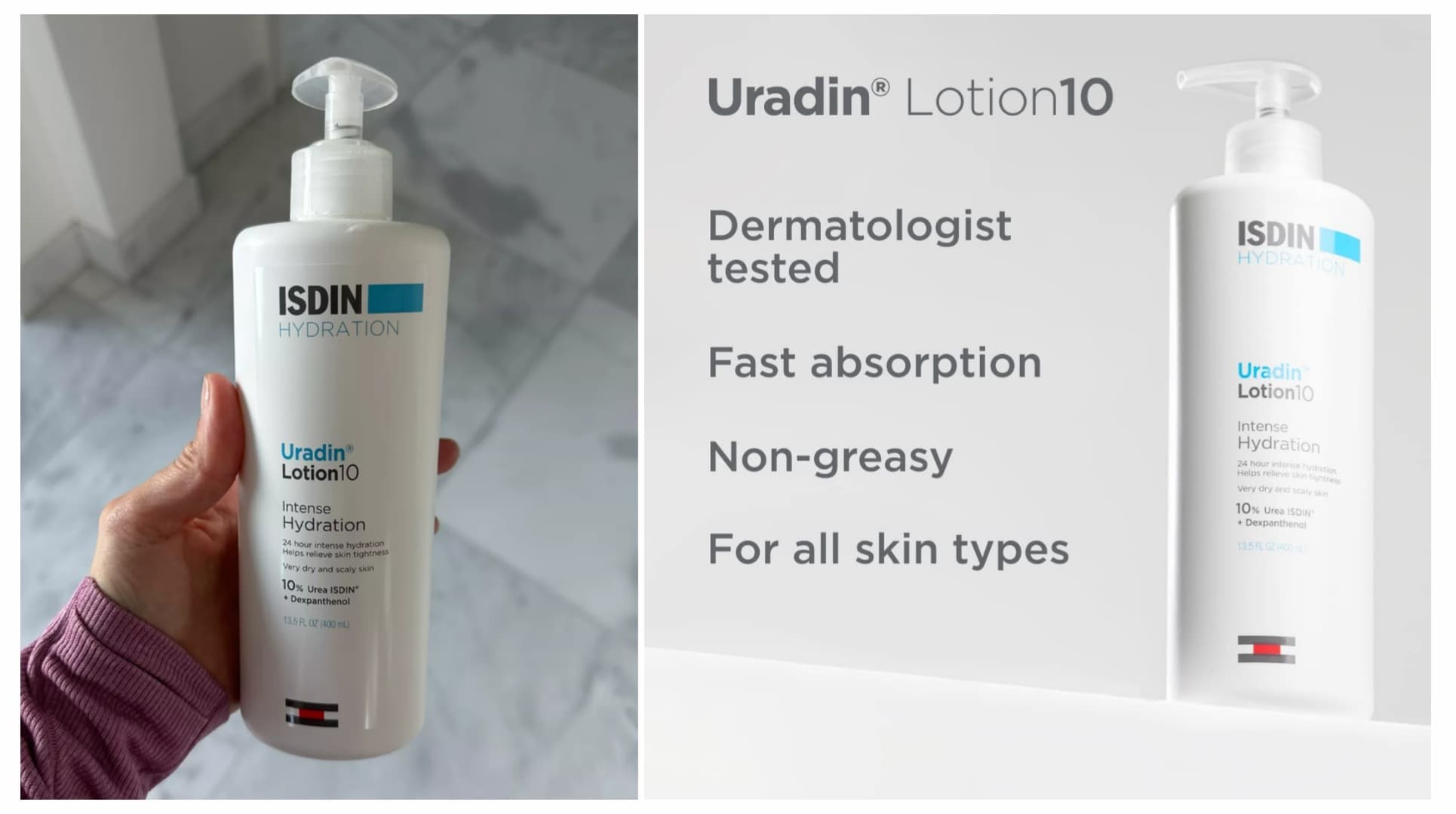 لوسیون بدن آبرسان و ترمیم کننده مدل Uradin lotion10 ایزدین ISDIN — تصویر ۵