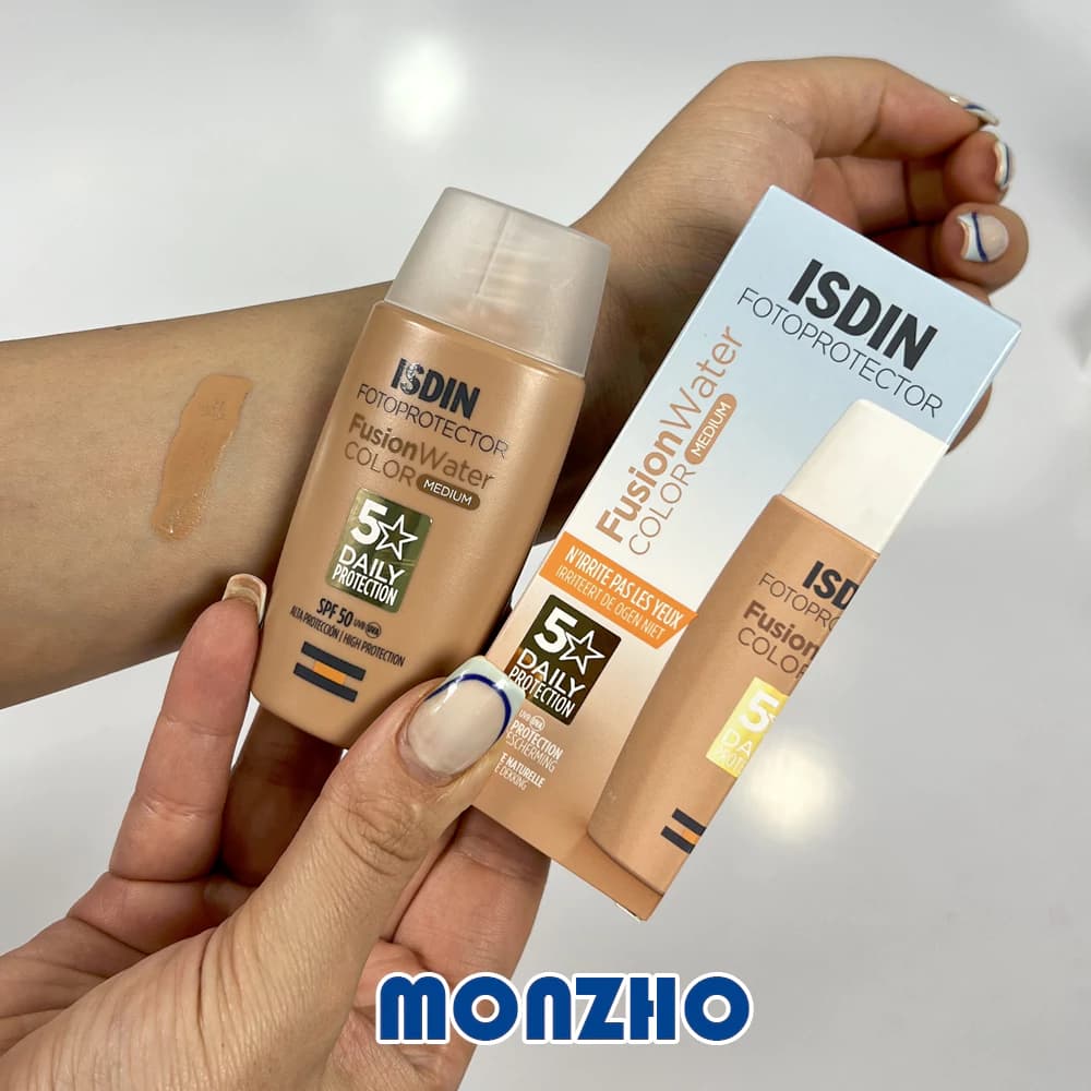 ضد آفتاب رنگی فیوژن واتر ایزدین SPF+50 رنگ مدیوم مناسب پوست چرب 50 میل — تصویر ۵