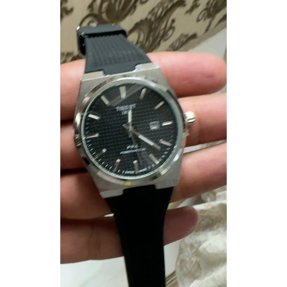ساعت تیسوت 1853 بند سیلیکونی آبی و مشکی | استایل PRX — تصویر ۳