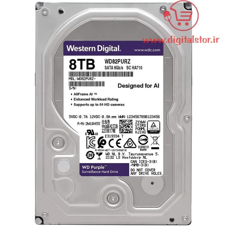 هارد دیسک اینترنال وسترن دیجیتال Purple WD82PURX ظرفیت ۸ ترابایت (استوک) — تصویر ۶