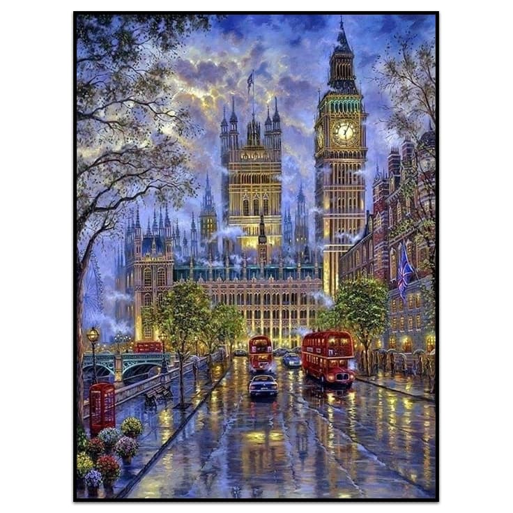 کیت نقاشی الماسی بزرگسال شب بارانی لندن