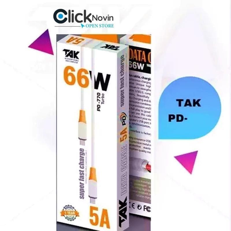 کابل شارژ Type c ck770PD دو سر برند Tak mi turbo — تصویر ۲