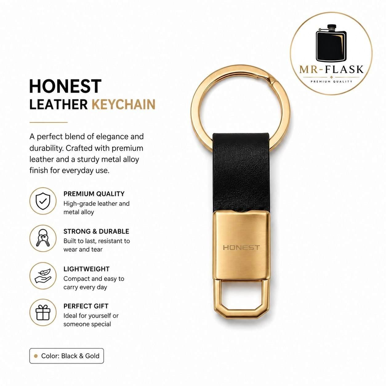 جاسوئیچی چرم برند HONEST طلایی