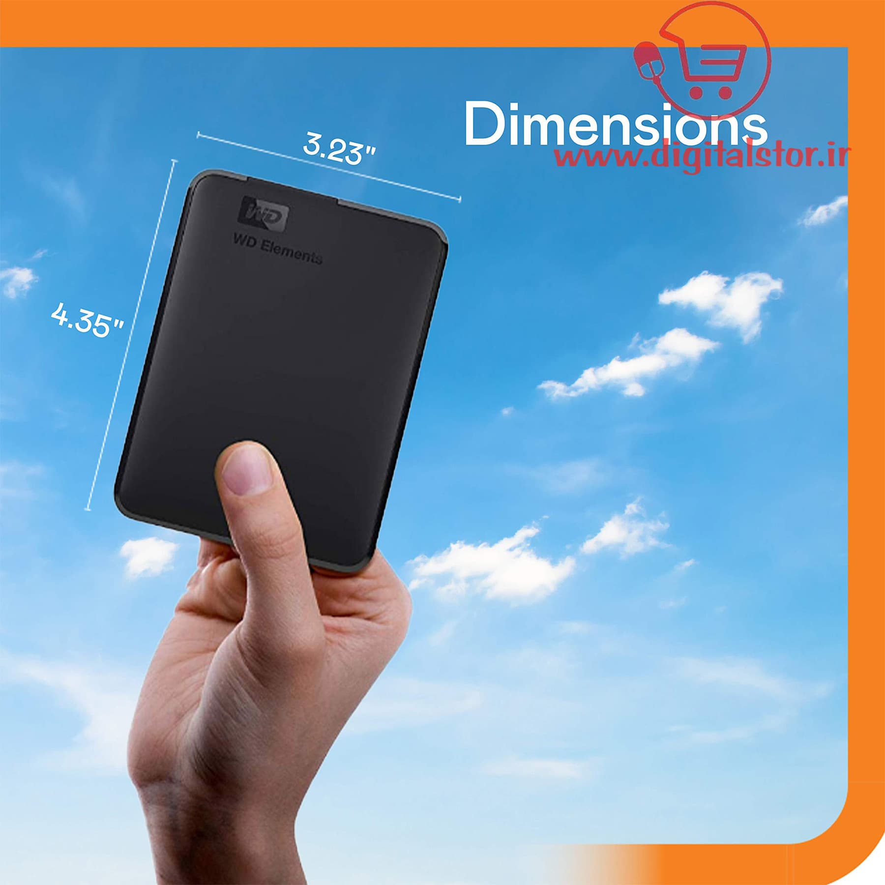 هارد اکسترنال وسترن دیجیتال Elements ظرفیت ۳۲۰ گیگابایت USB۳ قابل حمل (استوک) — تصویر ۳