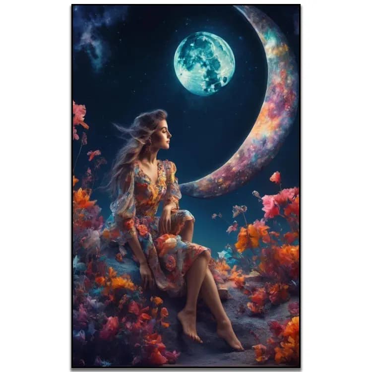 کیت نقاشی الماسی بزرگسال شب گل‌دار