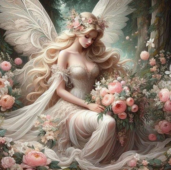 کیت نقاشی الماسی بزرگسال فرشته گلها