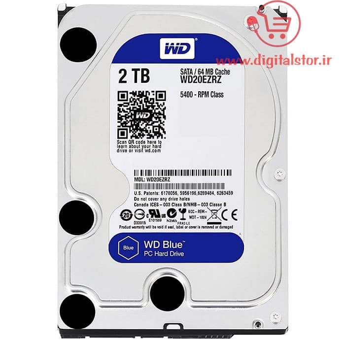 هارد اینترنال وسترن دیجیتال Blue ظرفیت ۲ ترابایت SATA III 5400RPM
