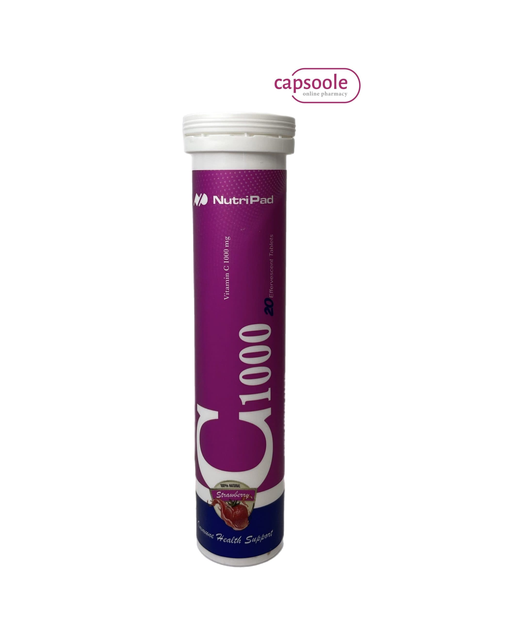 قرص جوشان ویتامین C 1000 میلی گرم نوتری پاد با طعم (توت فرنگی) 20 عدد
