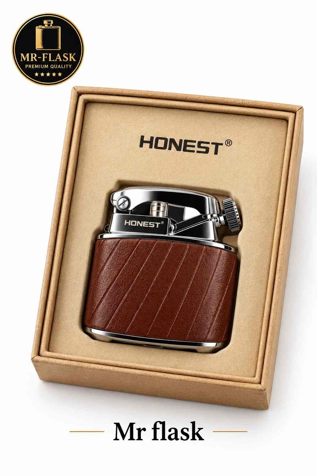 فندک چرمی بنزینی هانست Honest کد H2 — تصویر ۳