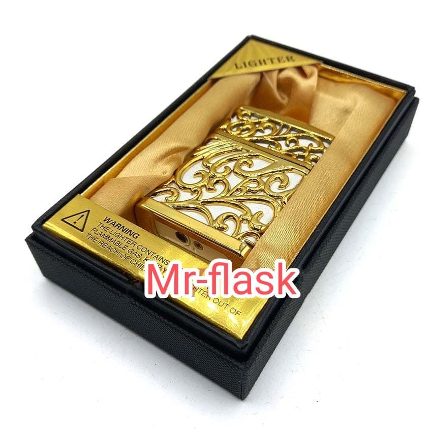 فندک گازی طرح مشبک طلایی — تصویر ۵