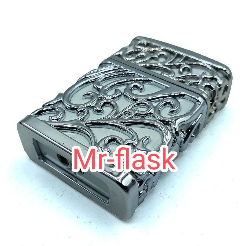 فندک گازی طرح مشبک نقره ای