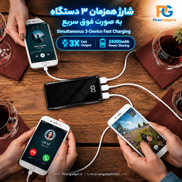 پاور بانک 24000 میلی آمپر ساعت فست شارژ 22.5 وات مدل XHC-PD T82 — تصویر ۷