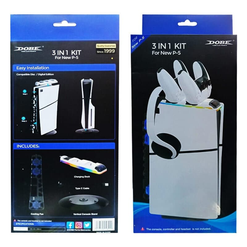 فن خنک کننده و شارژر دسته و پایه نگهدارنده هدفون و کنسول PS5 Slim دابی TP5-35130 — تصویر ۴