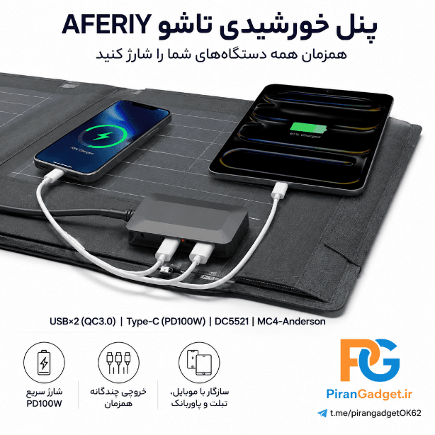 پنل خورشیدی تاشو ۴۰۰ وات آفیریAFERIY مدل AF-S400A1 | — تصویر ۴