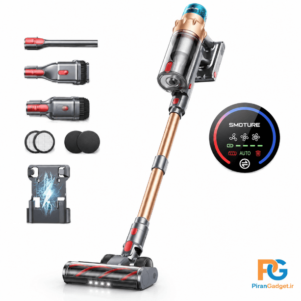 جاروبرقی شارژی اسموتور مدل VAC01 (بی‌سیم، ایستاده، مجهز به نمایشگر لمسی LED)