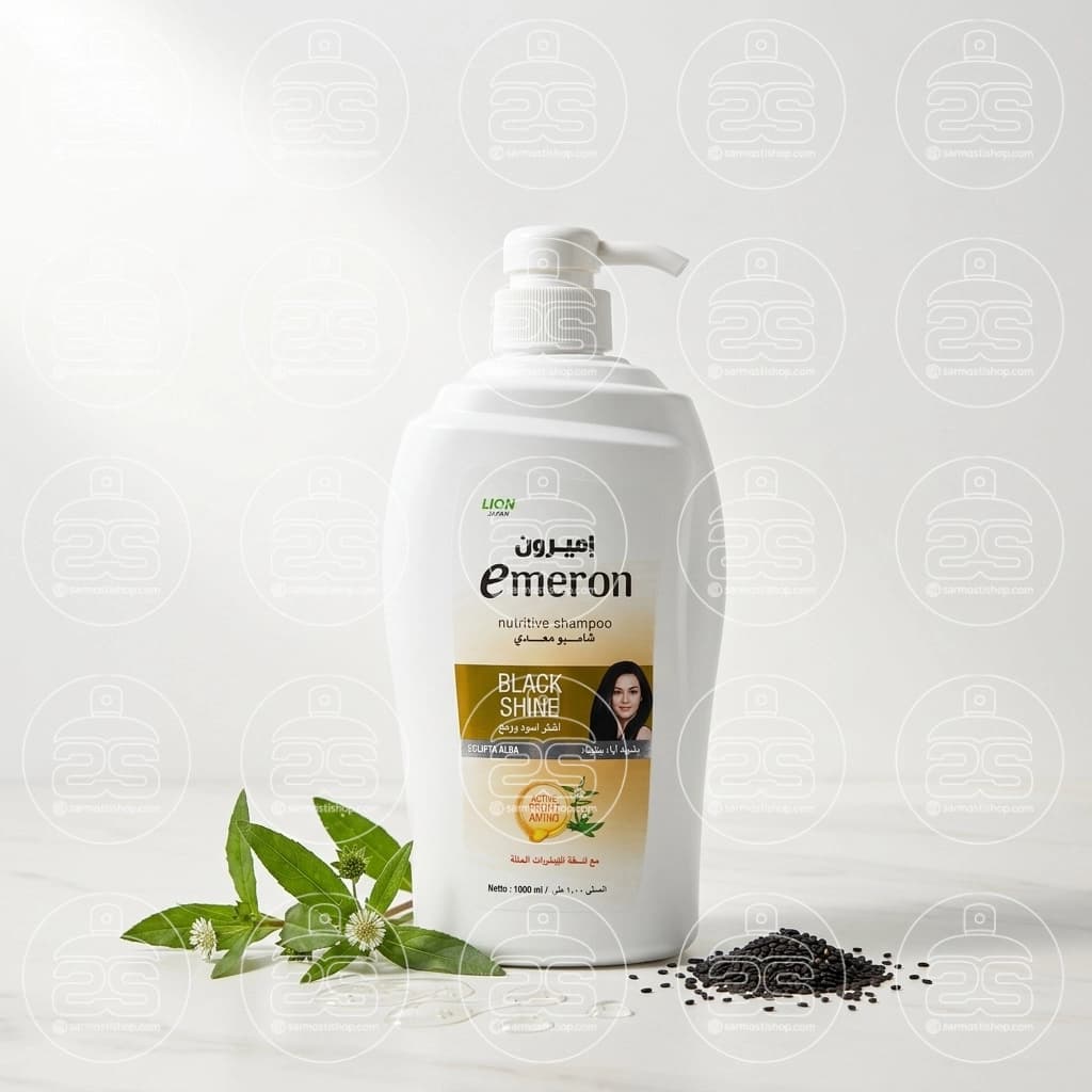 شامپو امرون مشکی مدل black shine حجم 1000 میل — تصویر ۲