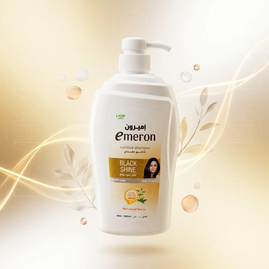 شامپو امرون مشکی مدل black shine حجم 1000 میل — تصویر ۵