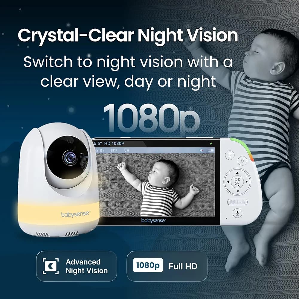 دوربین و مانیتور هوشمند اتاق کودک بی‌سیم Babysense مدل PRO مانیتور ۵.۵ اینچی Full HD با قابلیت Split-Screen — تصویر ۸