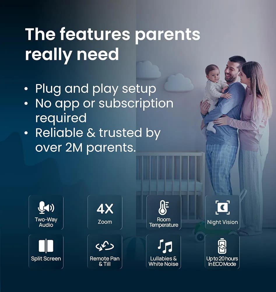 دوربین و مانیتور هوشمند اتاق کودک بی‌سیم Babysense مدل PRO مانیتور ۵.۵ اینچی Full HD با قابلیت Split-Screen — تصویر ۶