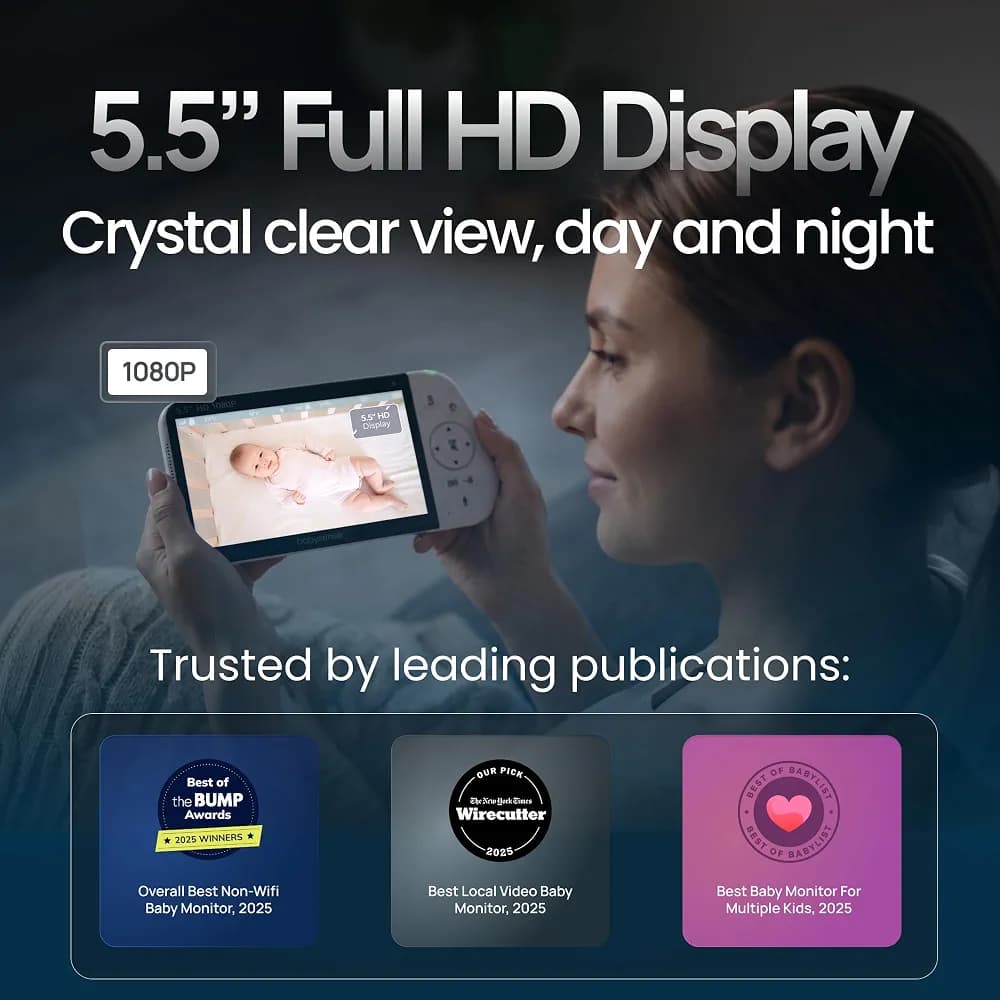 دوربین و مانیتور هوشمند اتاق کودک بی‌سیم Babysense مدل PRO مانیتور ۵.۵ اینچی Full HD با قابلیت Split-Screen — تصویر ۷