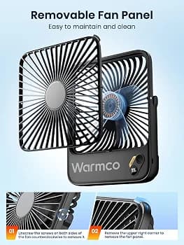 پنکه رومیزی شارژی Warmco D3 — تصویر ۷