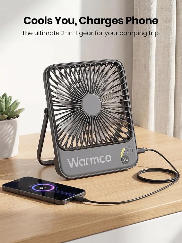 پنکه رومیزی شارژی Warmco D3 — تصویر ۵