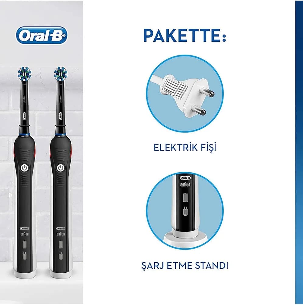 مسواک برقی اورال-بی / براون مدل Oral-B Pro 2 2900 Black Edition بسته ۲ عددی — تصویر ۳