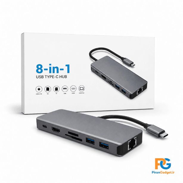 هاب USB Type-C هشت‌کاره مدل HB042
