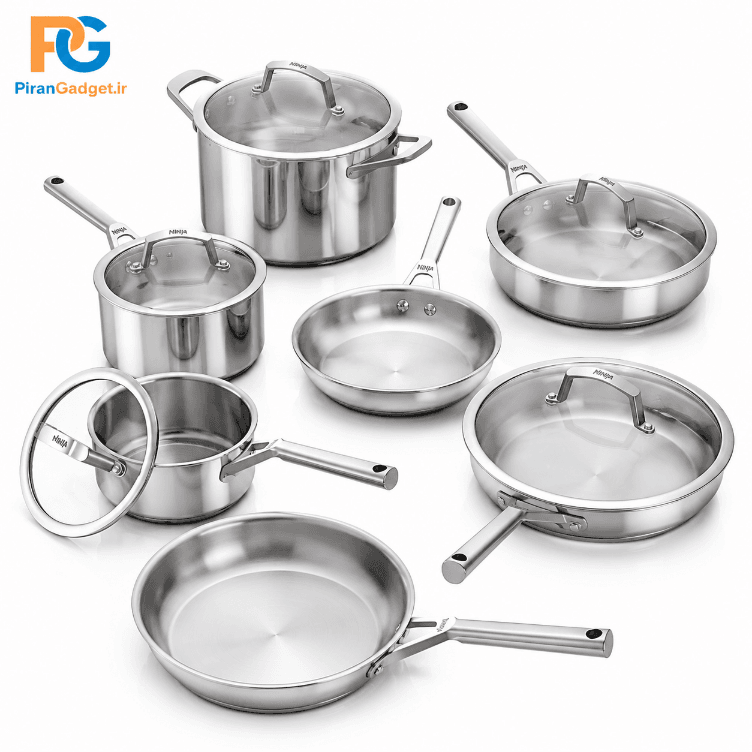 سرویس قابلمه و تابه ۷ تکه استیل ضدزنگ نینجا سری EverClad مدل C99012