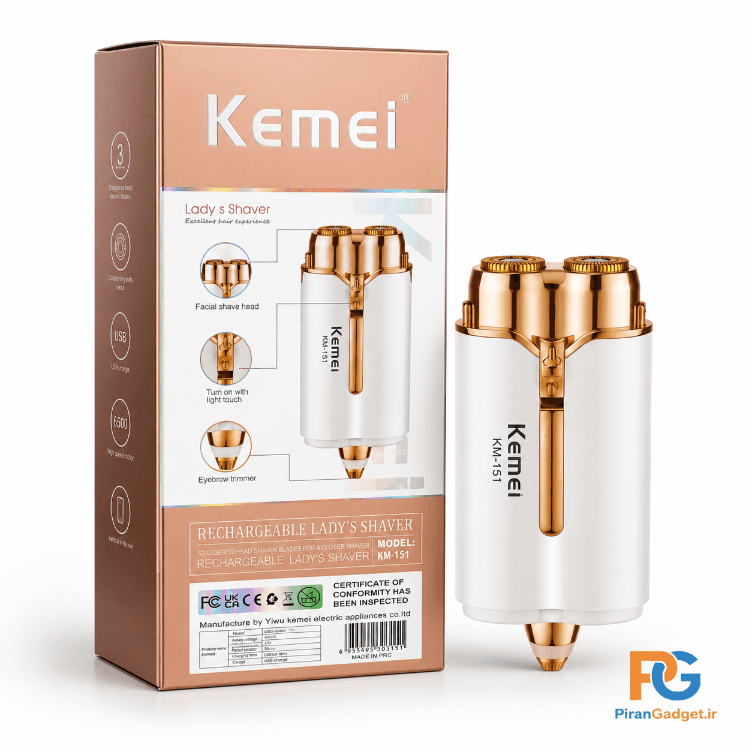 ماشین اصلاح بانوان و تریمر ابرو کیمی مدل KM-151