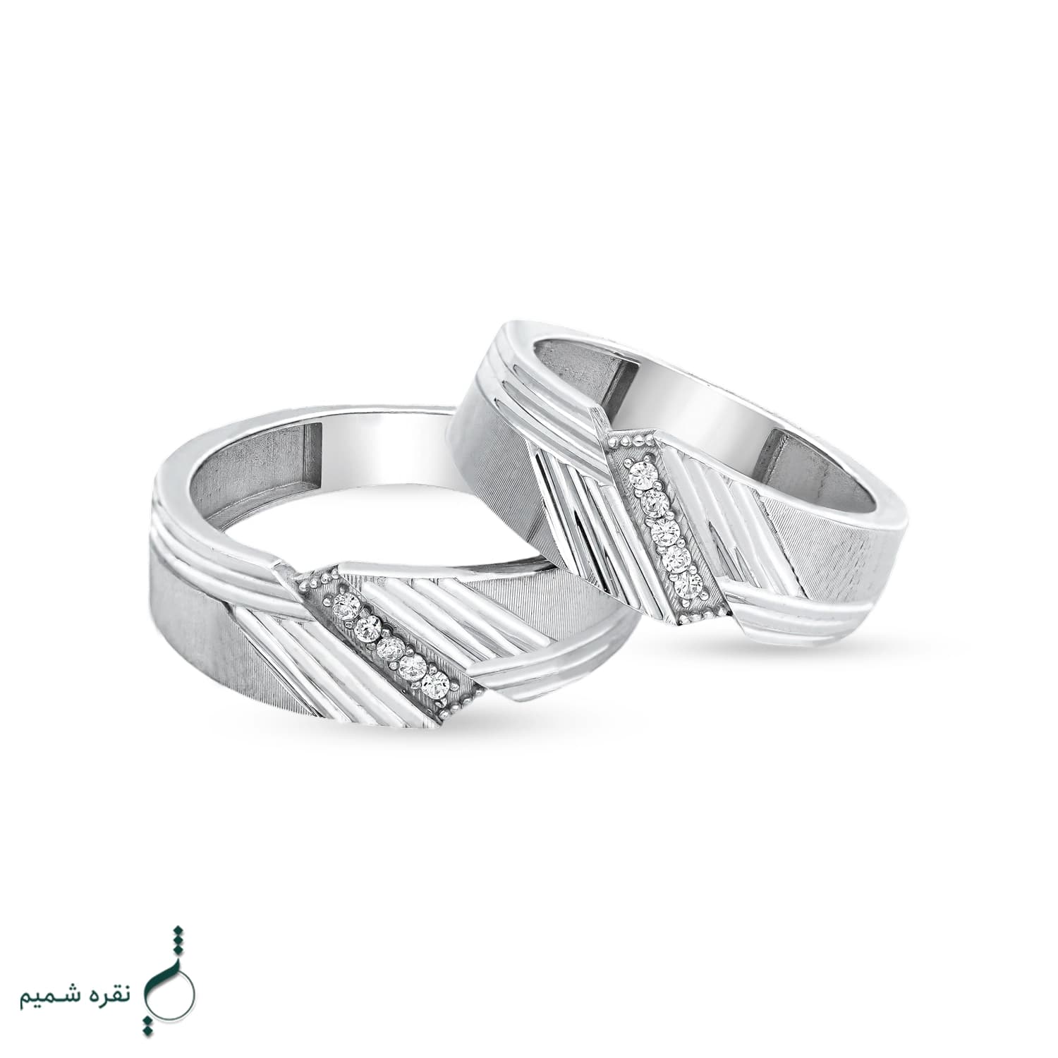 حلقه ست نقره نامزدی زنانه و مردانه مدل HSE K141 — تصویر ۳