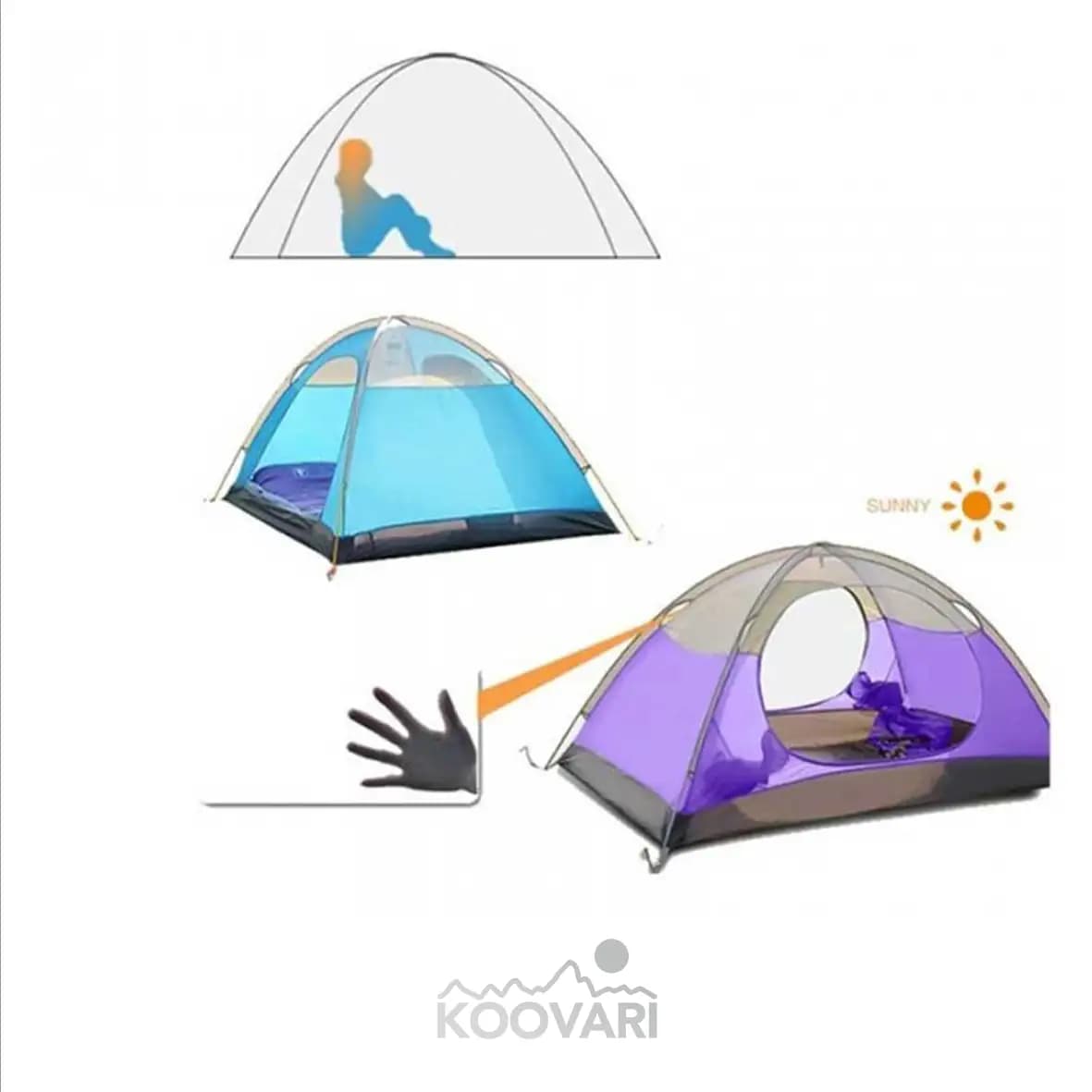 چادر کمپینگ سه نفره پکینیو مدل K-2003 — تصویر ۲