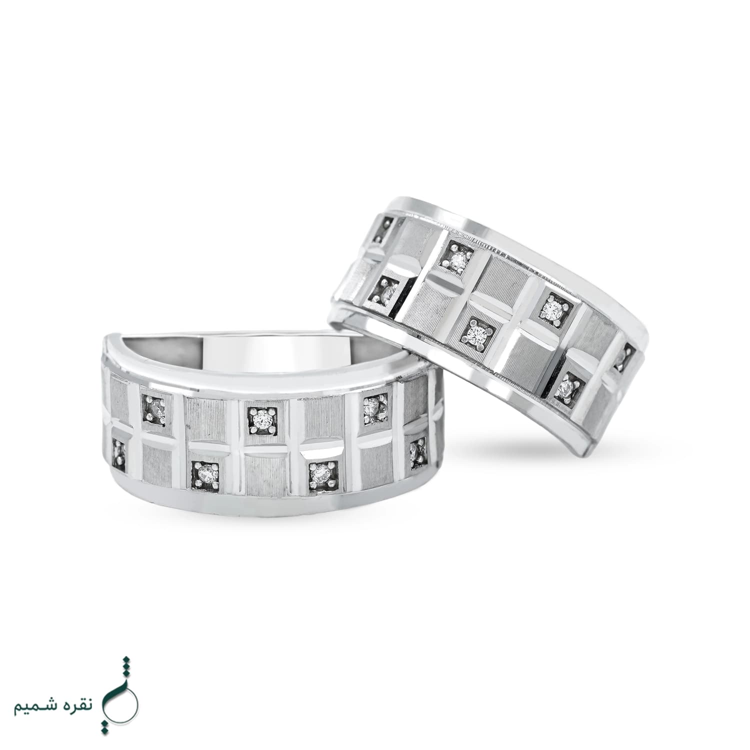 حلقه ست نقره نامزدی زنانه و مردانه مدل HSE K138 — تصویر ۳