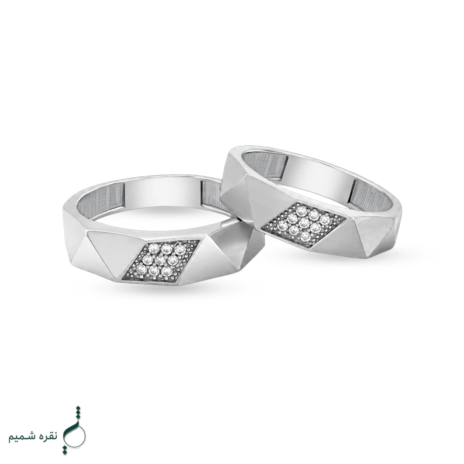 حلقه ست نقره نامزدی زنانه و مردانه مدل HSE K137 — تصویر ۳