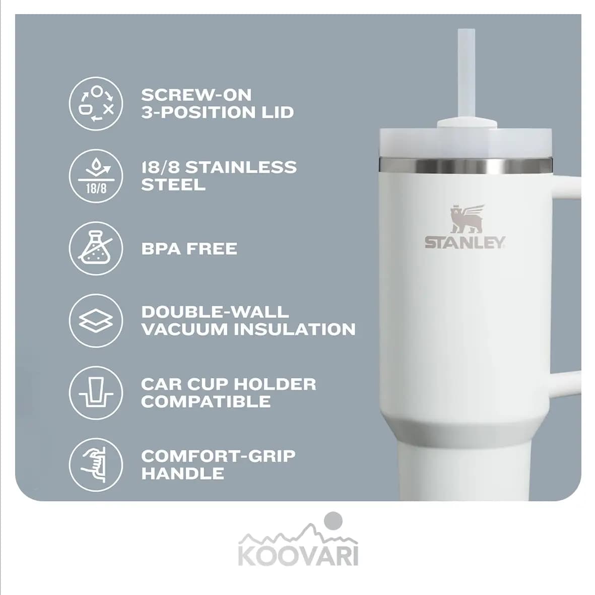 قمقمه دسته‌دار استنلی 1.18 لیتر مدل Quencher H2.O FlowState — تصویر ۴