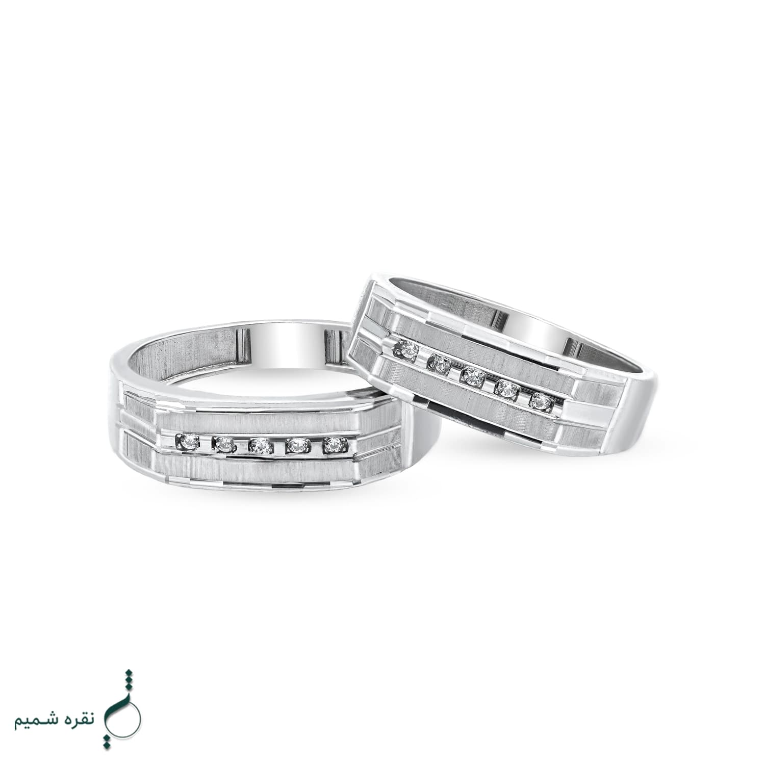 حلقه ست نقره نامزدی زنانه و مردانه مدل HSE K131 — تصویر ۳