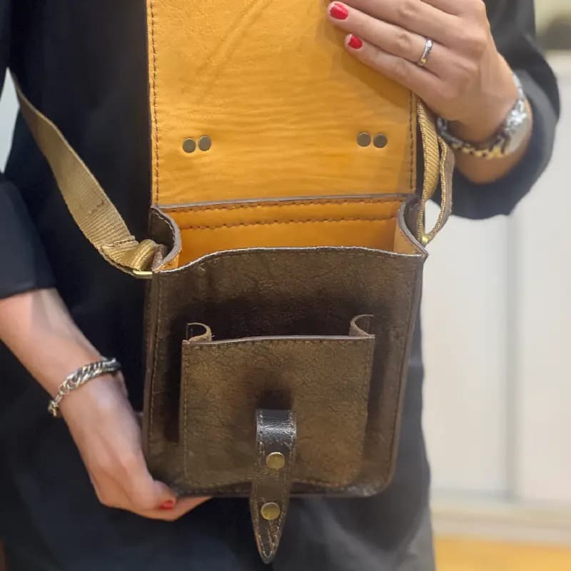 کیف دوشی و دستی چرم قهوه ای کد 18 — تصویر ۲