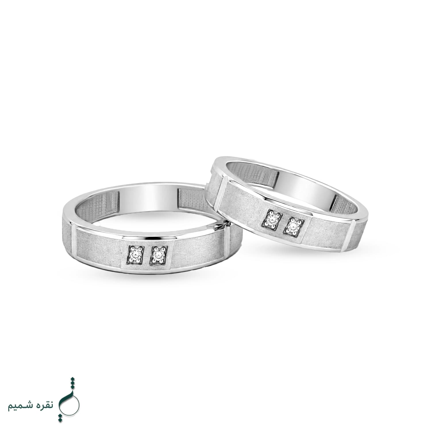 حلقه ست نقره نامزدی زنانه و مردانه مدل HSE K120 — تصویر ۳