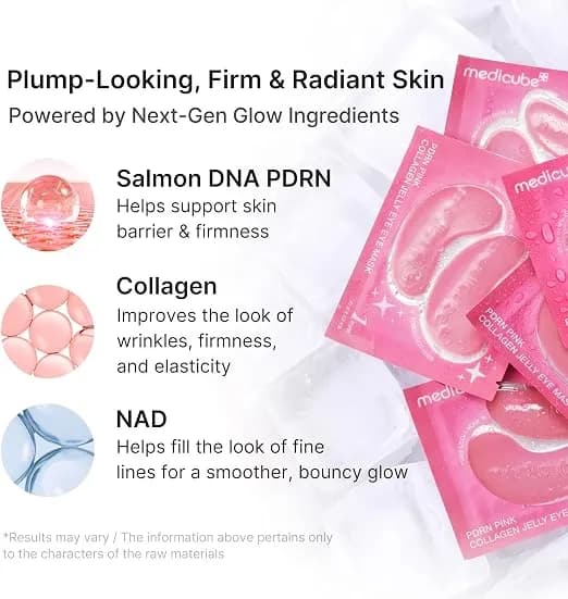 پچ زیر چشم PDRN و کلاژن مدی‌ کیوب Medicube Jelly Eye Mask PDRN Colageno Rosa — تصویر ۲