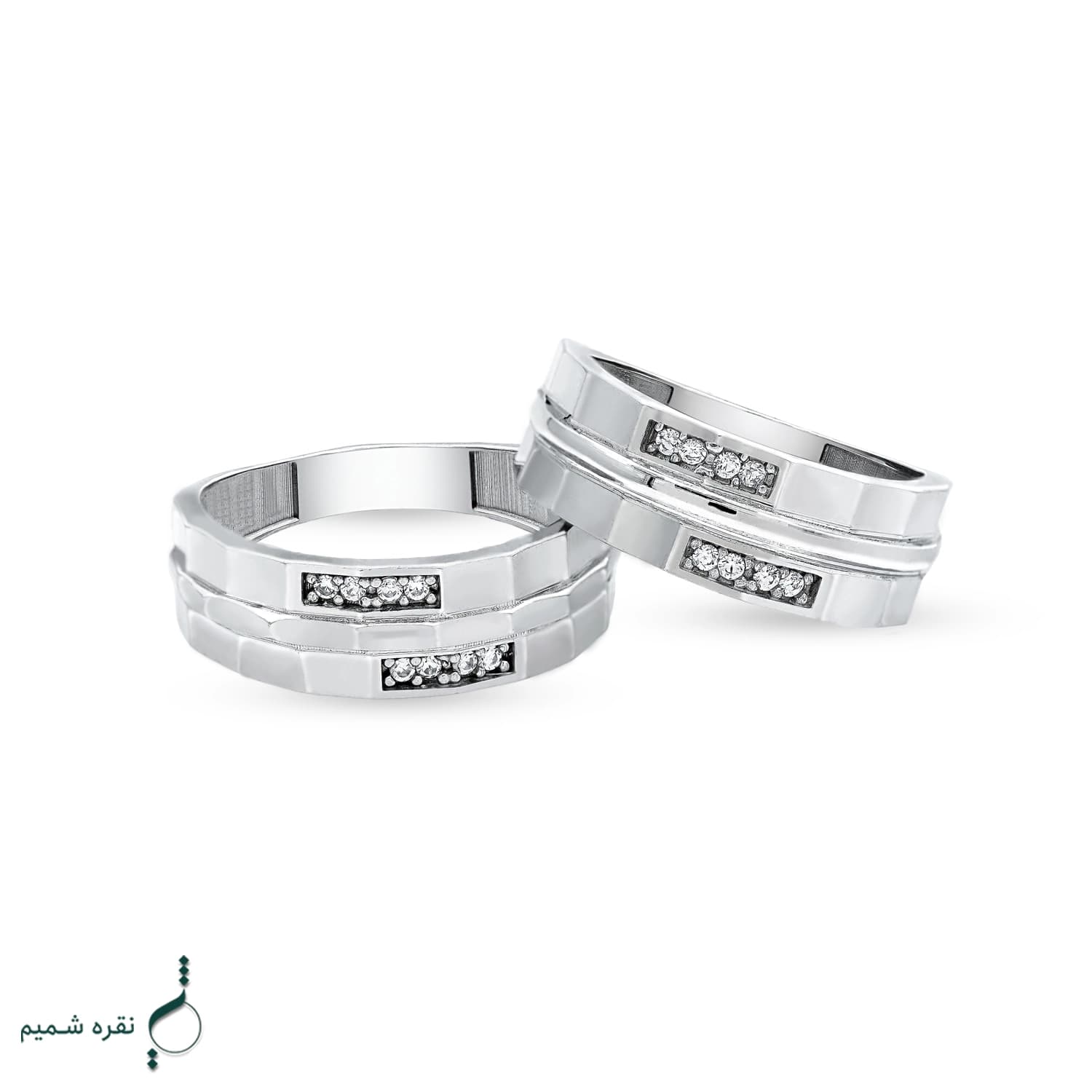 حلقه ست نقره نامزدی زنانه و مردانه مدل HSE K111 — تصویر ۳