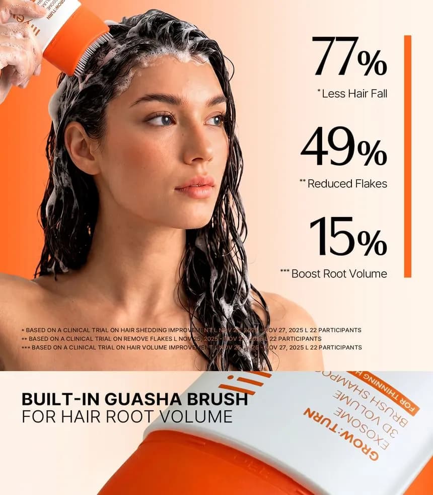 شامپو اگزوزوم ضد ریزش و حجم‌دهنده لیلیوئه با برس ماساژور Exosome 3D Volume Brush Shampoo — تصویر ۴