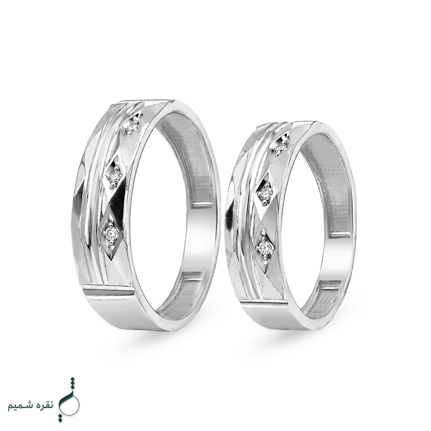 حلقه ست نقره نامزدی زنانه و مردانه مدل HSE K105