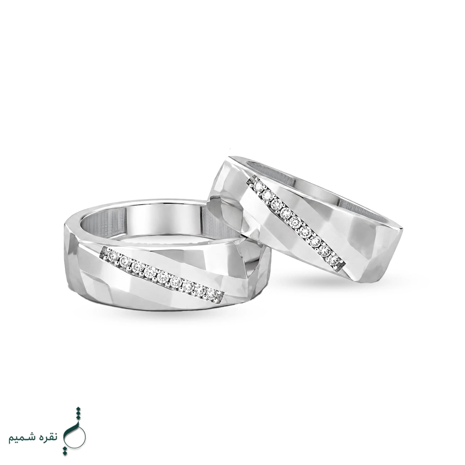 حلقه ست نقره نامزدی زنانه و مردانه مدل HSE K104 — تصویر ۳