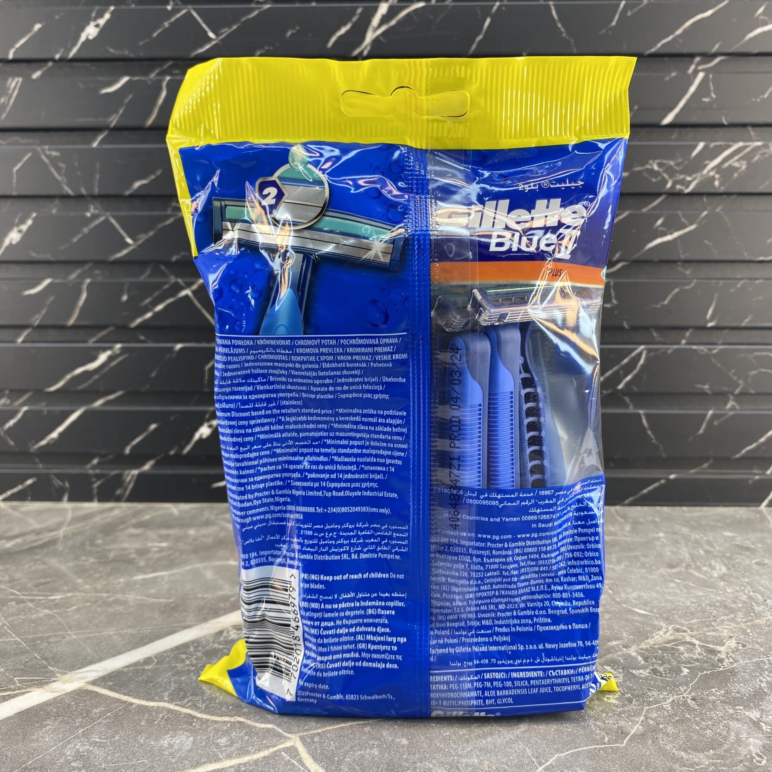 خودتراش مردانه 2 تیغ ژیلت مدل Blue2 Plus بسته 14 عددی — تصویر ۲