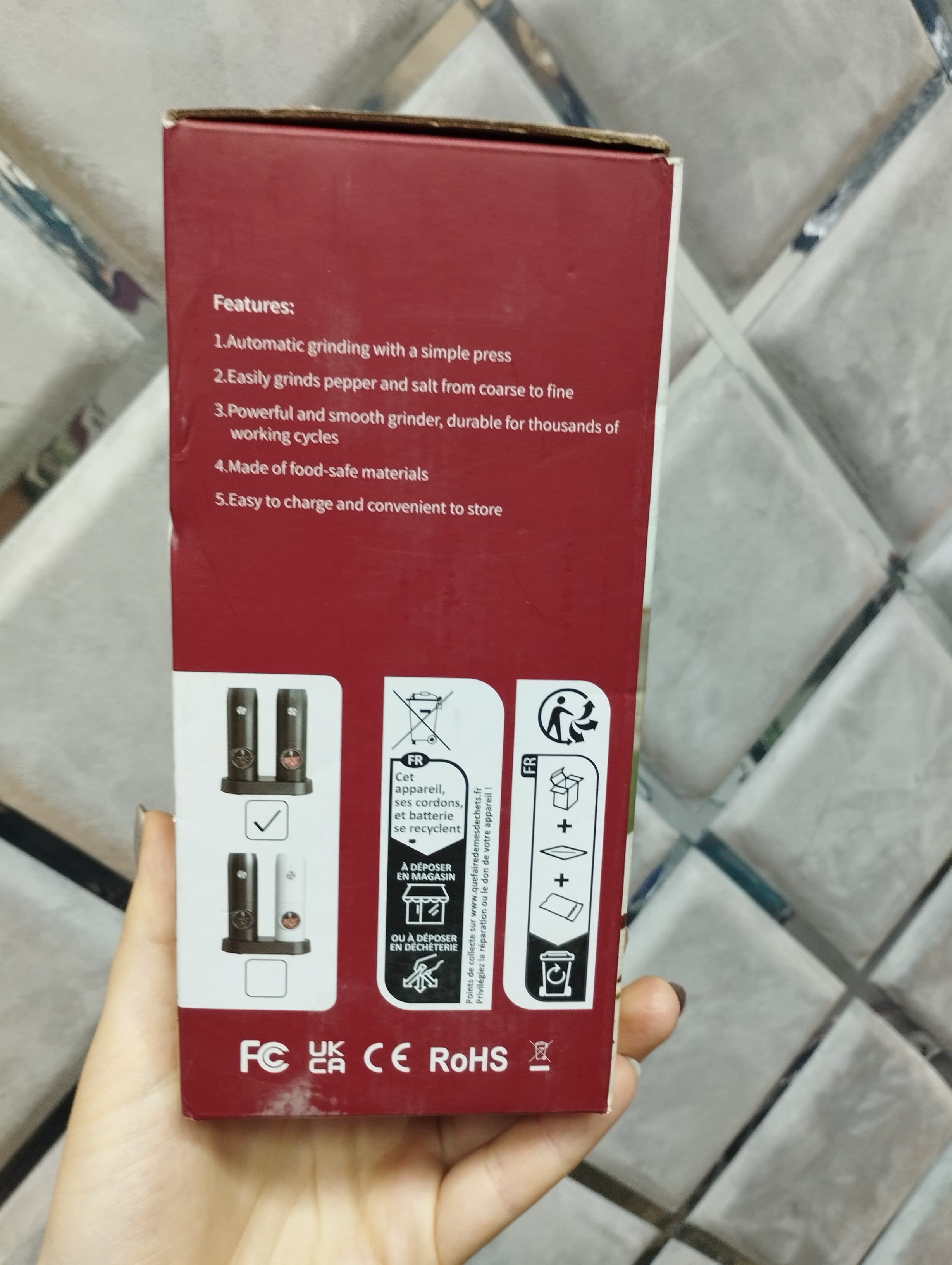 ست نمک‌ساب و فلفل‌ساب برقی شارژی دو عددی سیرکل جوی مدل KYMQ-15C-31BS-DB — تصویر ۵
