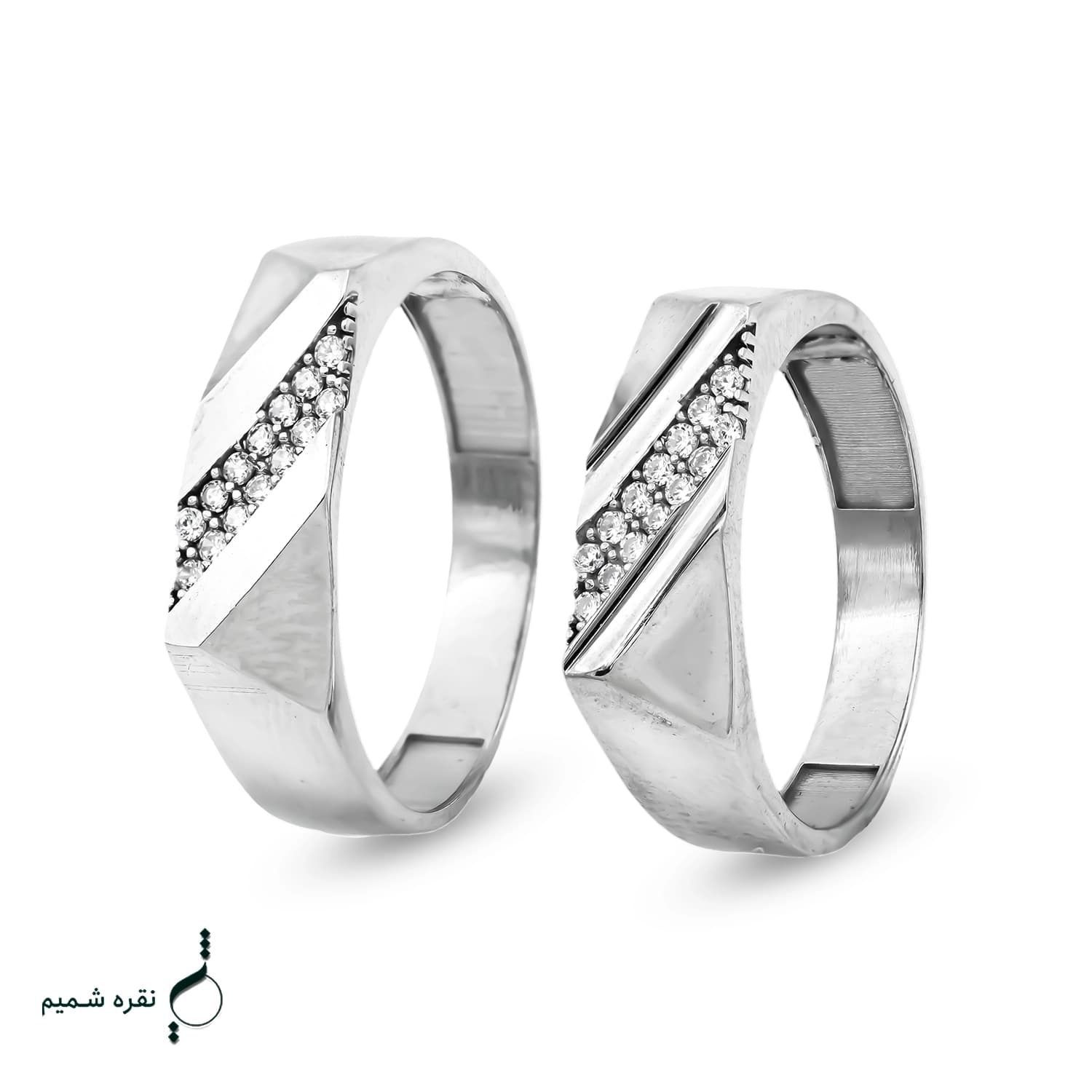 حلقه ست نقره زنانه و مردانه نگیندار مدل HSE-K88