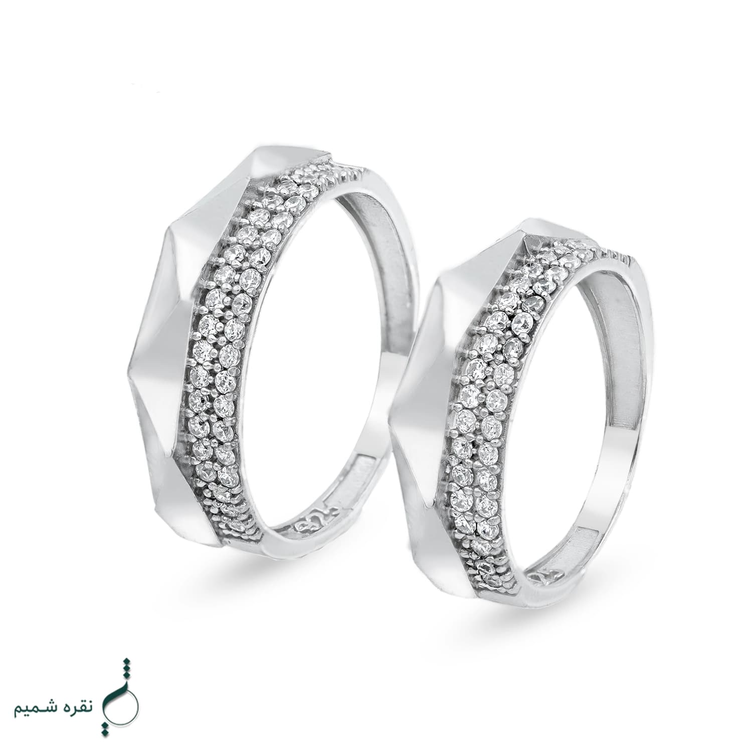 حلقه ست نقره زنانه و مردانه نگیندار مدل HSE-K77
