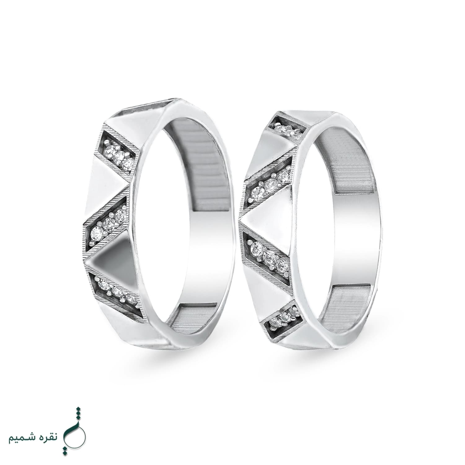حلقه ست نقره زنانه و مردانه مدل HSE-K66 | حلقه ازدواج نقره 925 نگین زیرکونیا