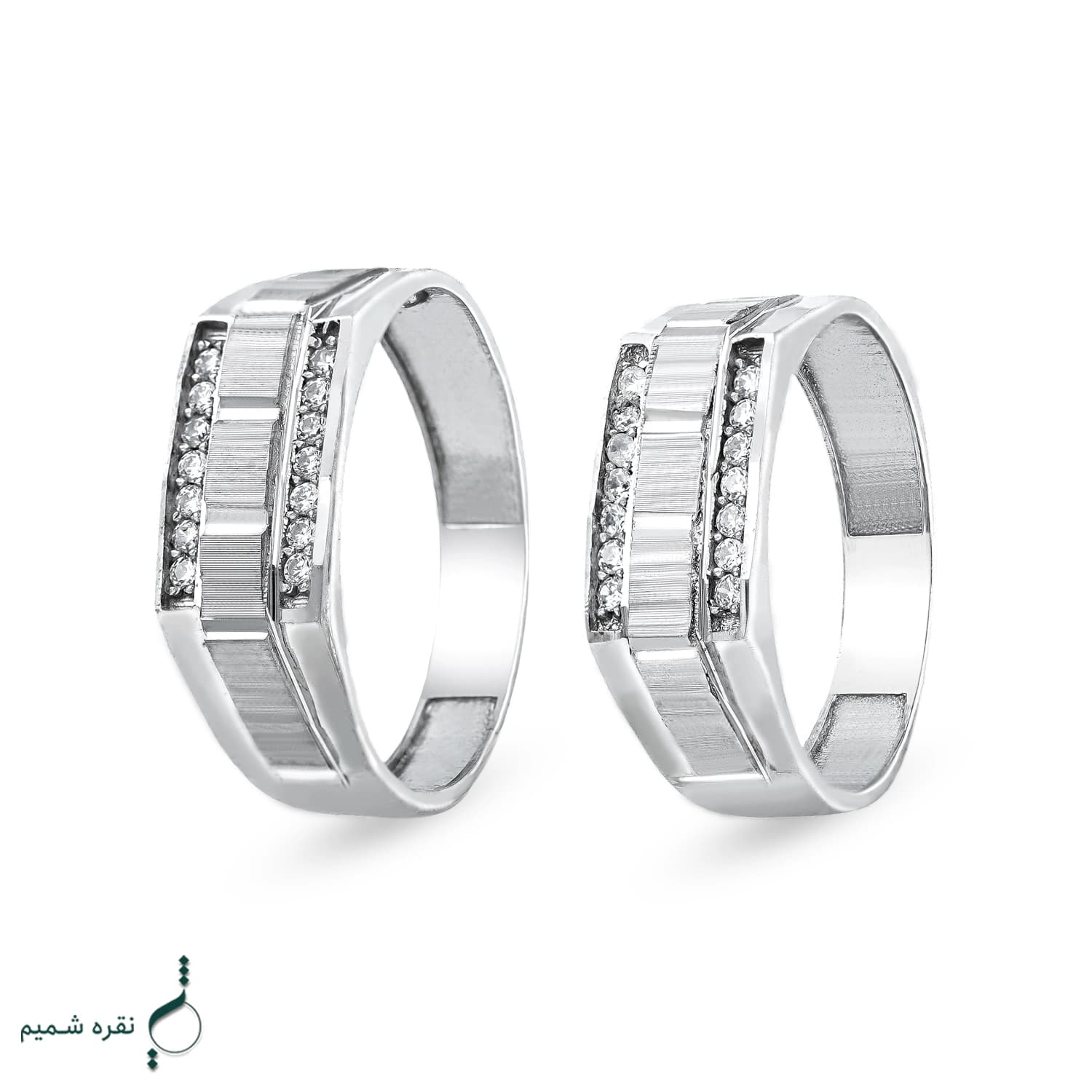 حلقه ست نقره زنانه و مردانه مدل HSE-K65 | حلقه ازدواج نقره 925 نگین زیرکونیا